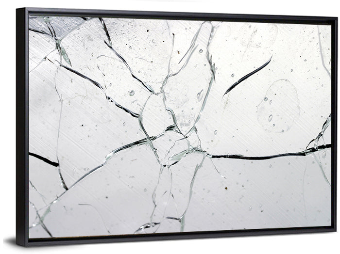 Fractured Glass Macro Study Wall Art as a framed canvas