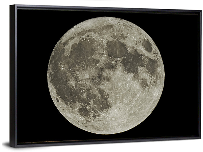 Full Moon with Tycho Rays Wall Art as a framed canvas