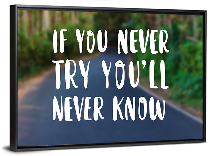 If You Never Try You’ll Never Know Quote Wall Art as a framed canvas