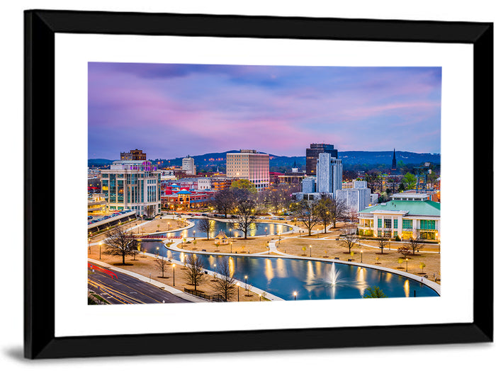 Huntsville Twilight at Big Spring Park Wall Art as a framed print