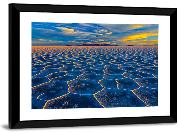 Salar De Uyuni Salt Flats at Sunset Wall Art as a framed print