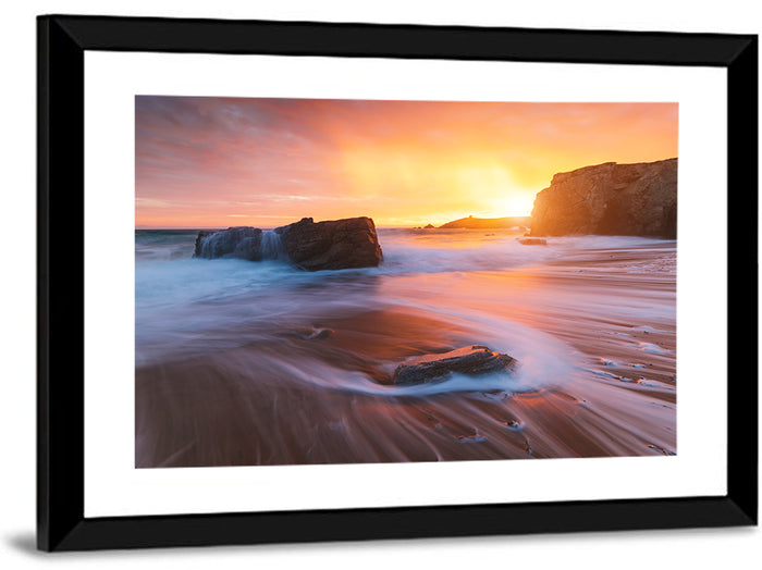 Quiberon Beach Sunset Wall Art as a framed print