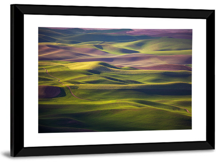 Palouse Farmland at Golden Hour Wall Art as a framed print