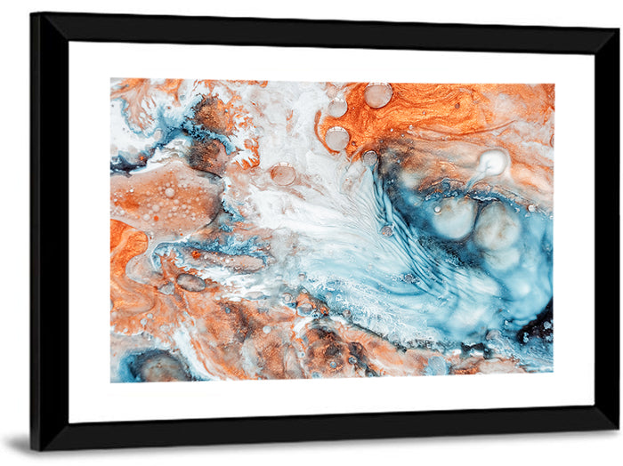 Copper Marble Fluid Abstract Wall Art as a framed print