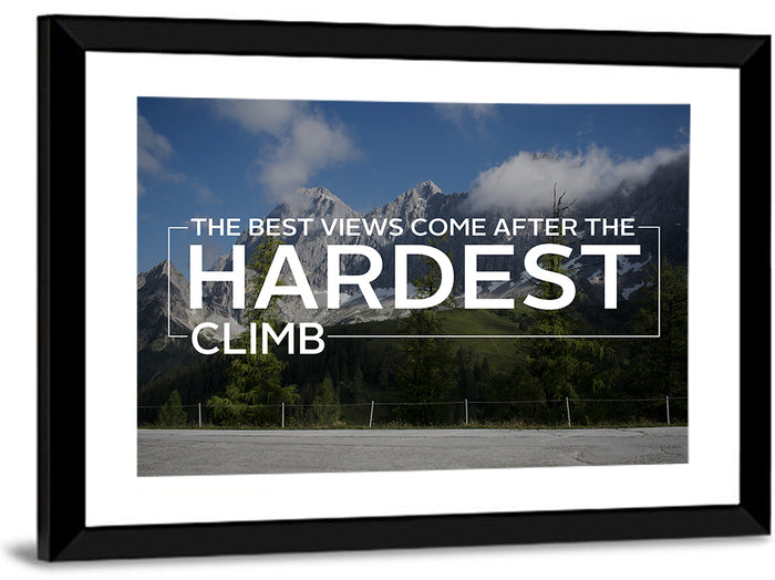 Snow Capped Peaks with Motivational Quote Wall Art as a framed print