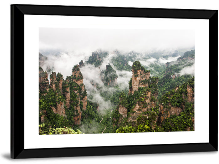 Zhangjiajie Sandstone Pillars Wall Art as a framed print