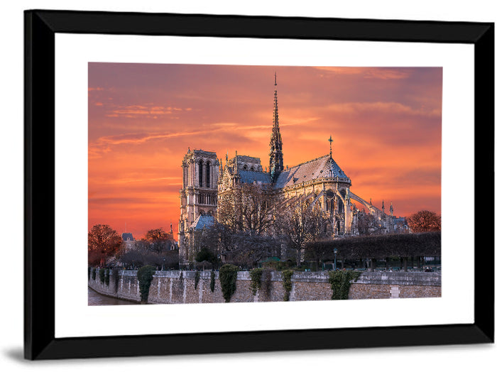 Notre-dame Cathedral at Golden Hour Wall Art as a framed print