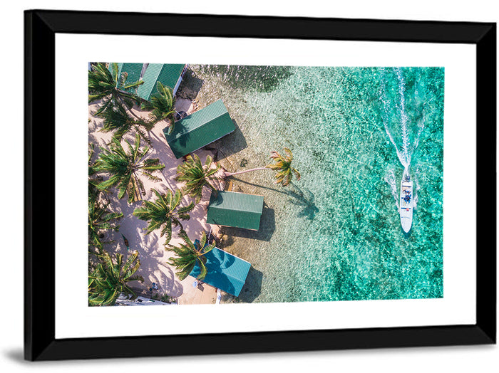 Tobacco Caye Aerial View Wall Art as a framed print