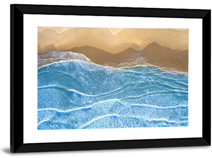 Aerial Azure Beach Wall Art as a framed print