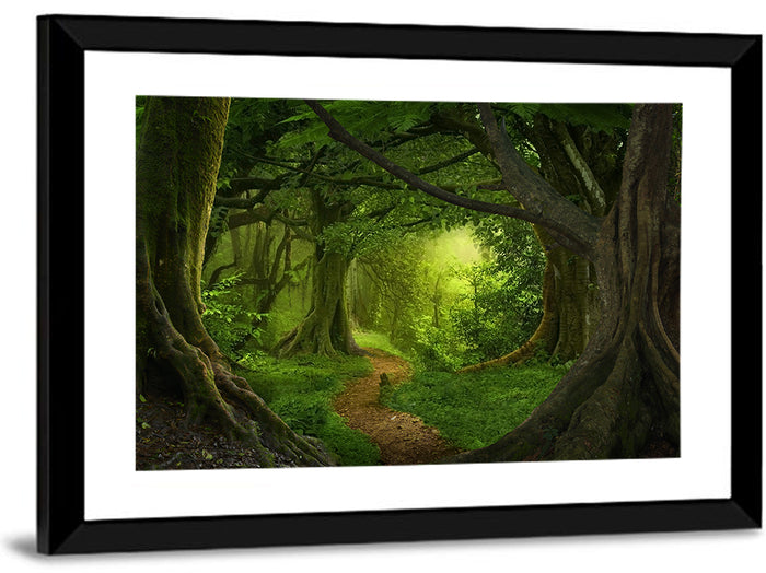 Tropical Forest Path Wall Art as a framed print