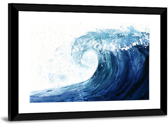 Watercolor Cresting Wave Wall Art as a framed print