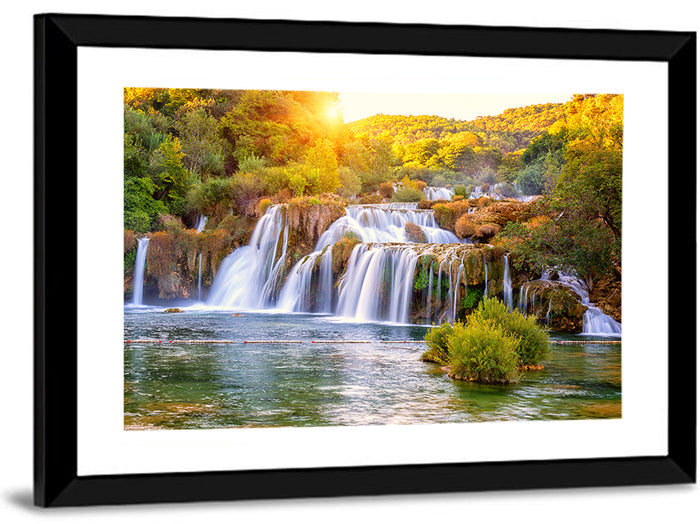 Skradinski Buk Waterfall at Golden Hour Wall Art as a framed print
