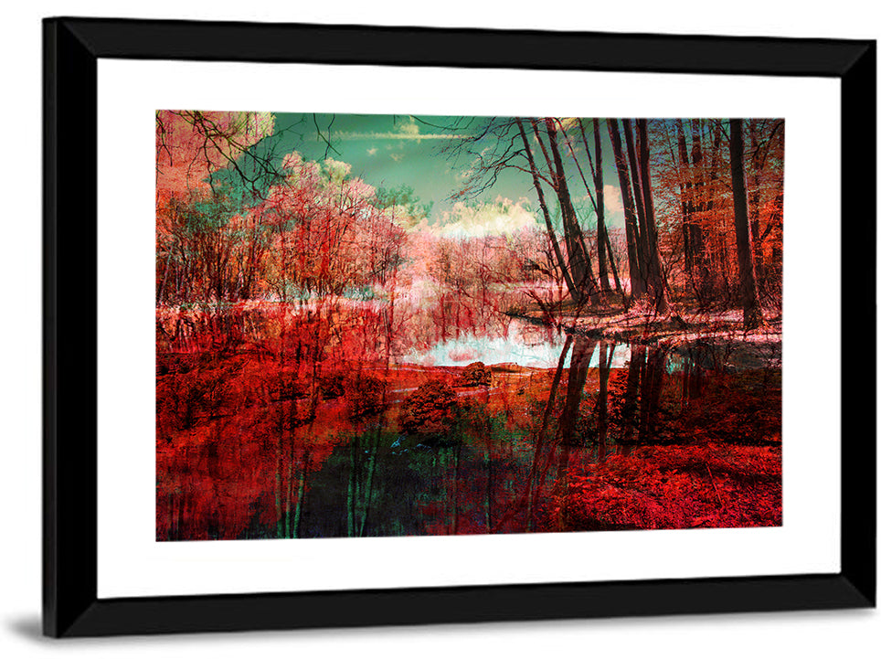 Red Autumn Forest Wall Art