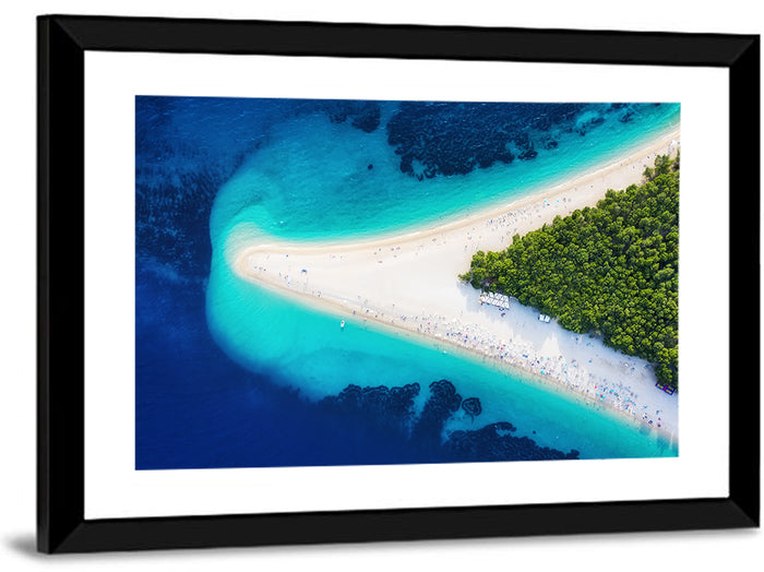 Zlatni Rat Beach Aerial Coast Wall Art as a framed print