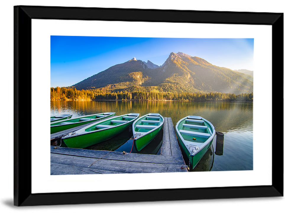 Moored Boats at Hintersee Lake Wall Art