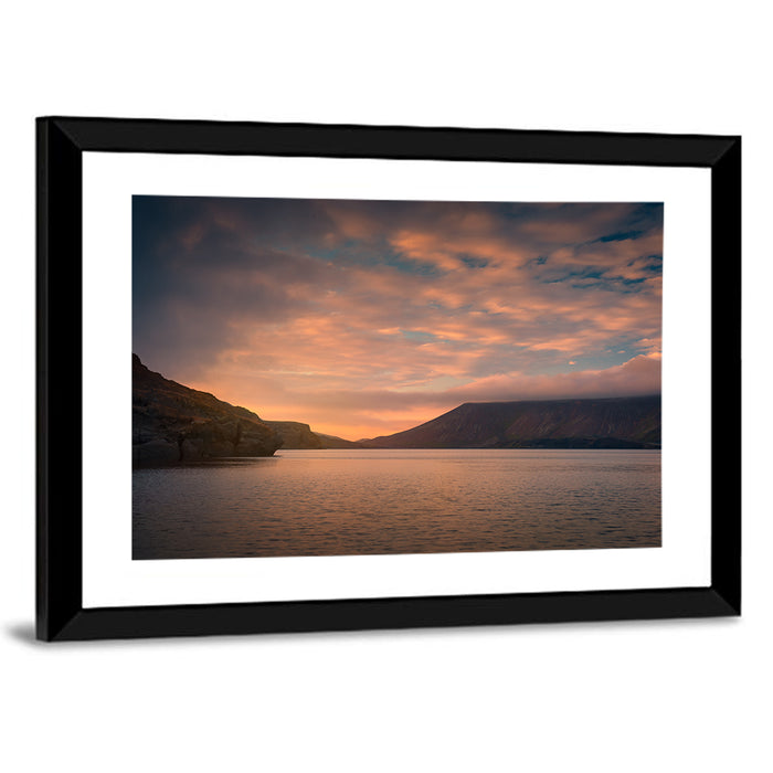 Kleifarvatn Lake at Sunset Wall Art as a framed print