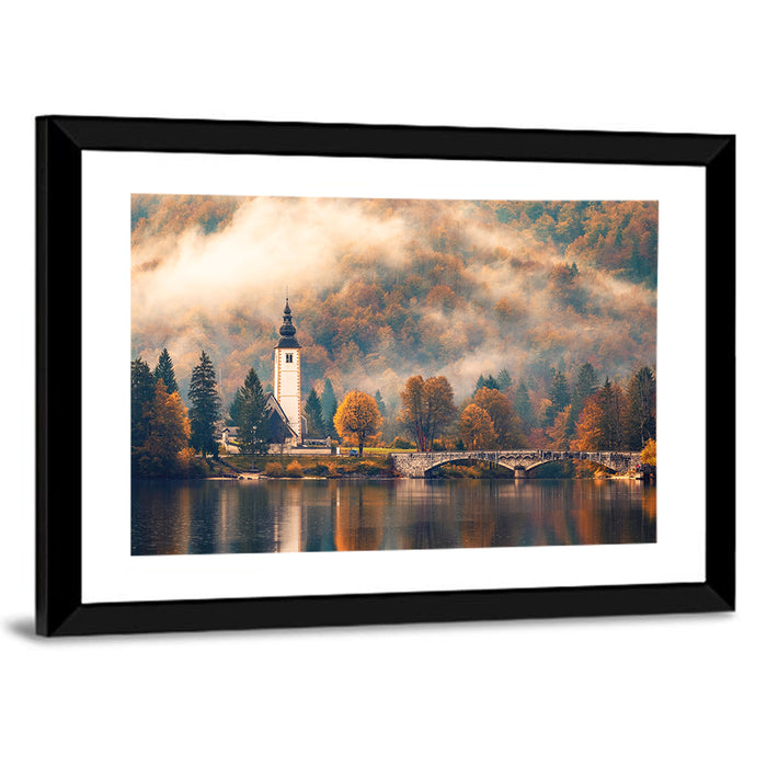 Lake Bohinj Foggy Morning Wall Art as a framed print