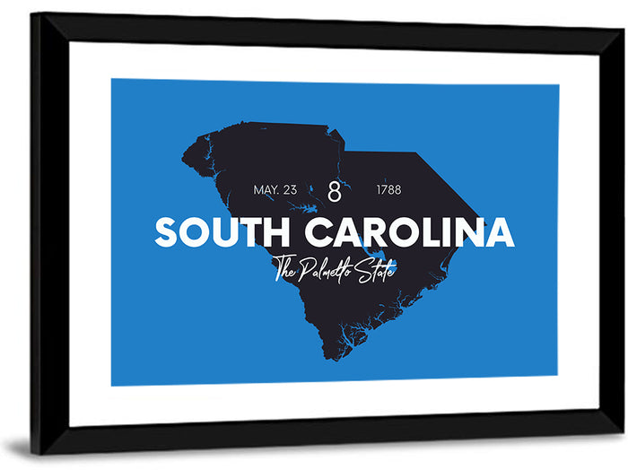 South Carolina State Map Wall Art as a framed print