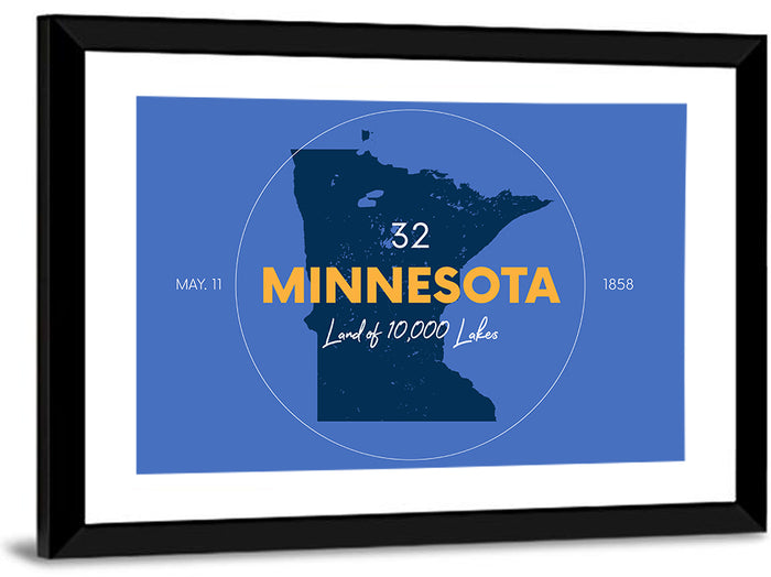 Minnesota State Outline Graphic Wall Art as a framed print