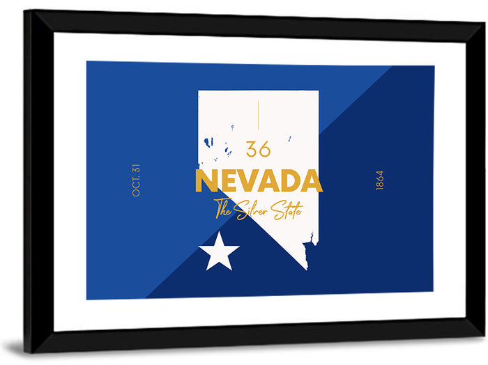 Nevada Map the Silver State Wall Art as a framed print