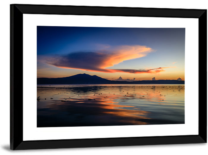 Lake Chapala Golden Dusk Wall Art as a framed print