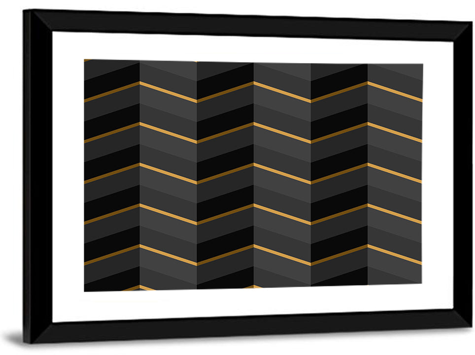 Black Stripes Golden Accent Wall Art