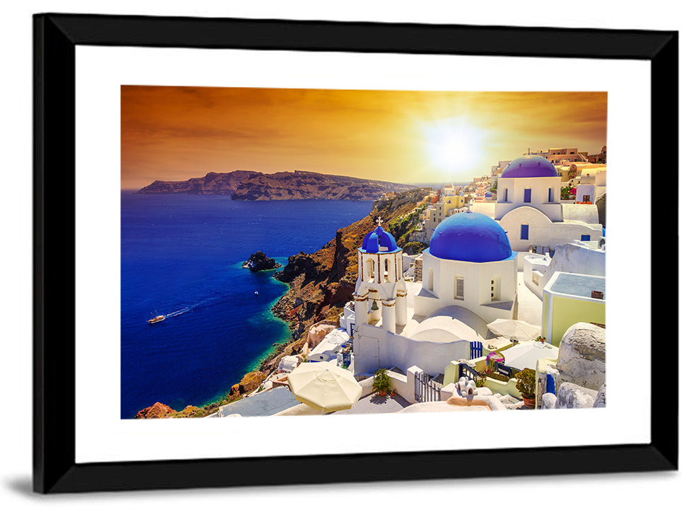 Oia Town Sunset Wall Art