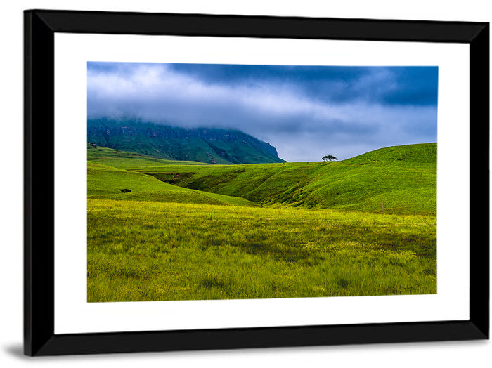 Dragon Mountains with Lone Tree Wall Art as a framed print