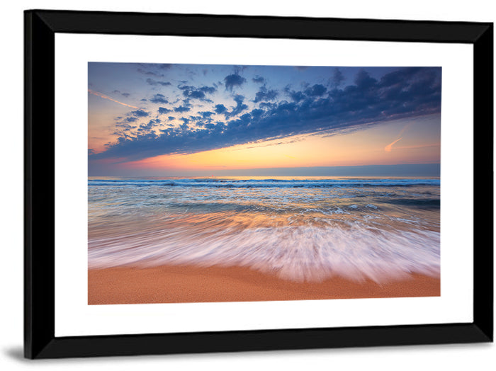 Long Exposure Beach Sunrise Wall Art as a framed print