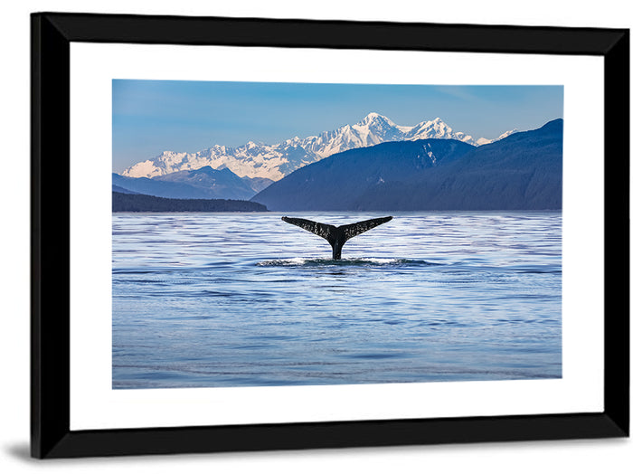 Alaska Whale Tail Wall Art as a framed print