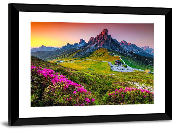 Passo Giau Flower Meadow Wall Art as a framed print