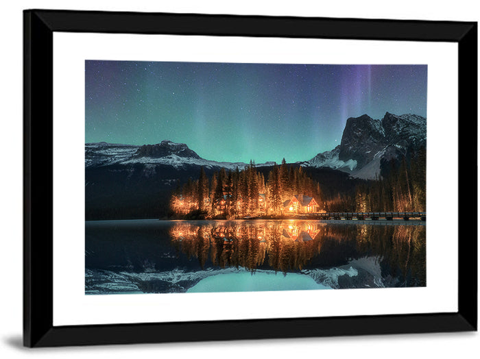 Aurora Over Emerald Lake Wall Art as a framed print