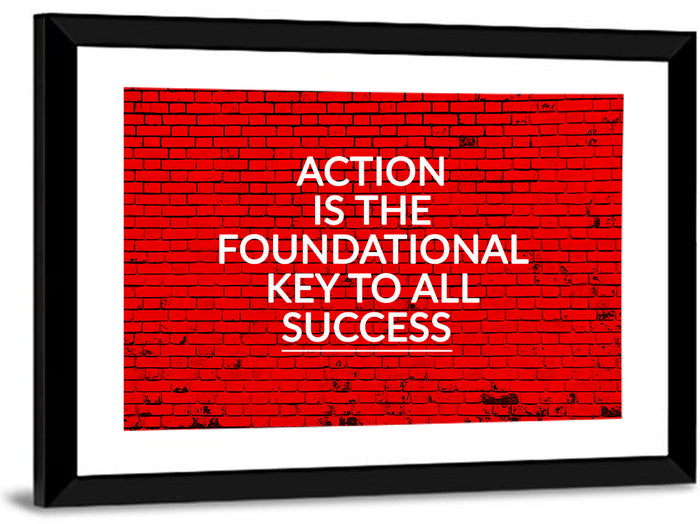 Key to Success on Red Brick Wall Art as a framed print
