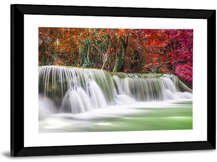 Kanchanaburi Autumn Waterfall Wall Art as a framed print