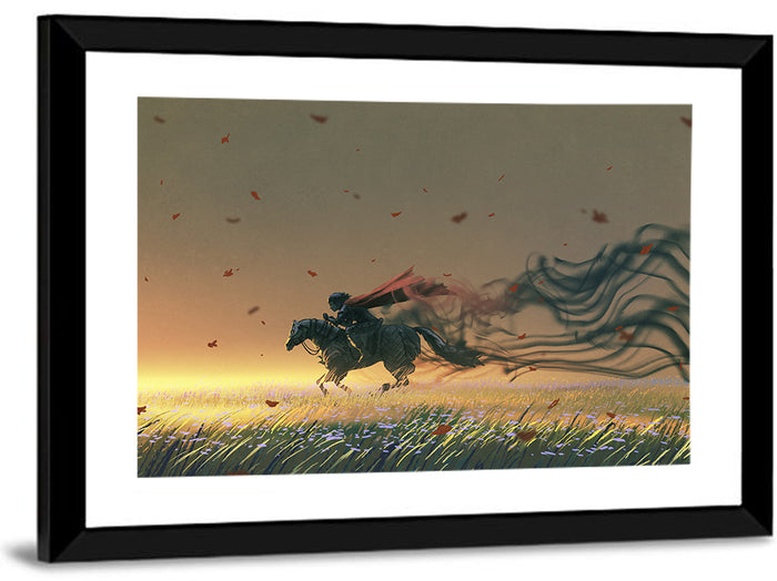 Unstoppable Knight with Red Cape Wall Art as a framed print
