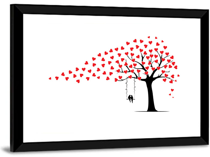 Heart Leaf Tree Silhouette Wall Art as a framed print
