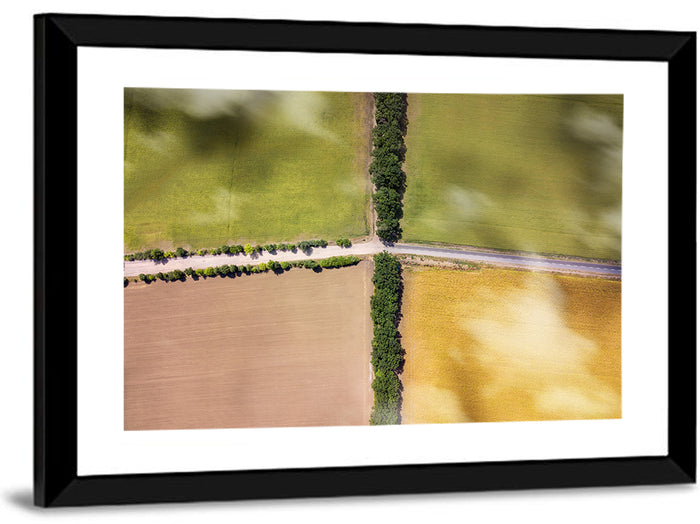 Aerial Farmland Quadrants Wall Art as a framed print