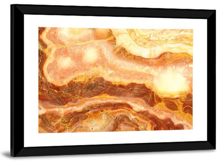 Golden Agate Stone Abstract Wall Art as a framed print