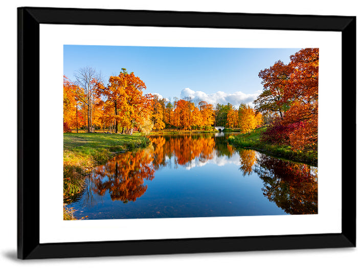 Alexander Park Autumn Reflection Wall Art as a framed print