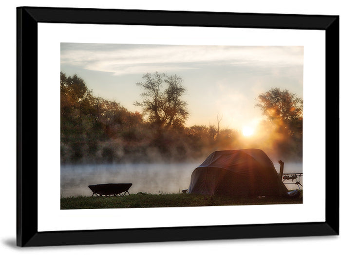 Fishing Tents at Sunrise Wall Art as a framed print
