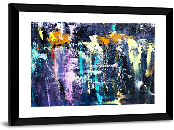 Impasto Waterfall in Blue and Purple Wall Art as a framed print