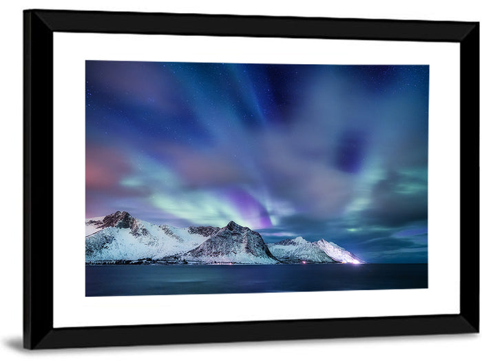 Northern Lights Over Norway Wall Art as a framed print