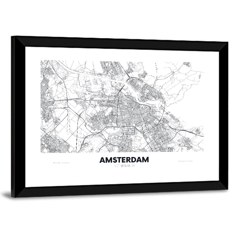 Amsterdam City Map Wall Art