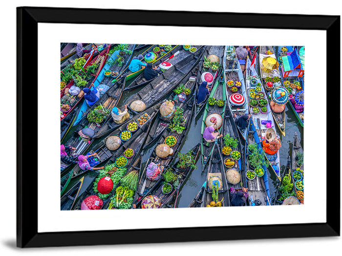 Birds-eye Floating Market Wall Art as a framed print