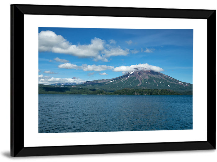 Ilyinsky Volcano Over Kuril Lake Wall Art as a framed print