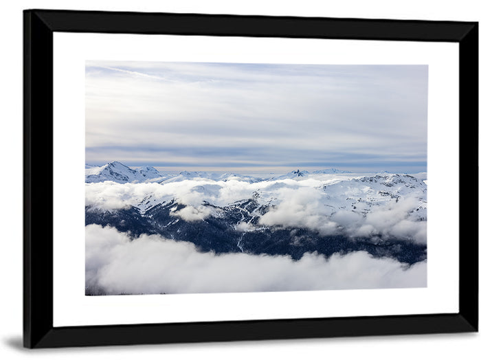 Snow-capped Whistler Peaks Wall Art as a framed print