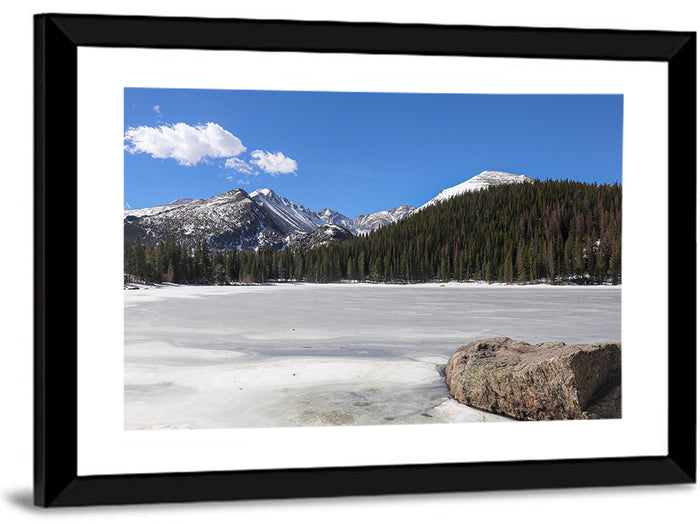 Bear Lake Winter View Wall Art as a framed print