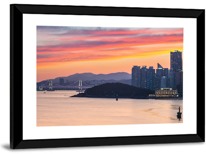 Gwangan Bridge and Busan Skyline Wall Art as a framed print