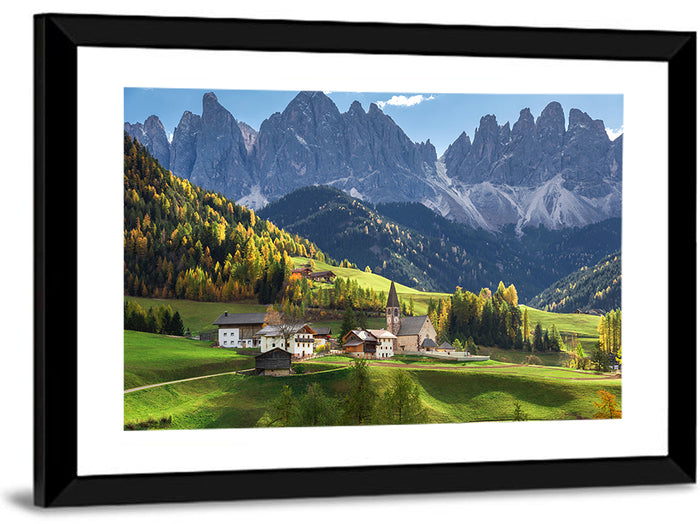 Santa Maddalena Autumn Village Wall Art as a framed print