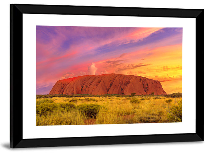 Uluru Golden Hour Sunset Wall Art as a framed print